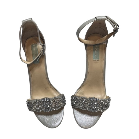 Betsey Johnson Wedding Shoes Size 10 Bridal Rhinestone Pearl Embellished - Picture 2 of 12